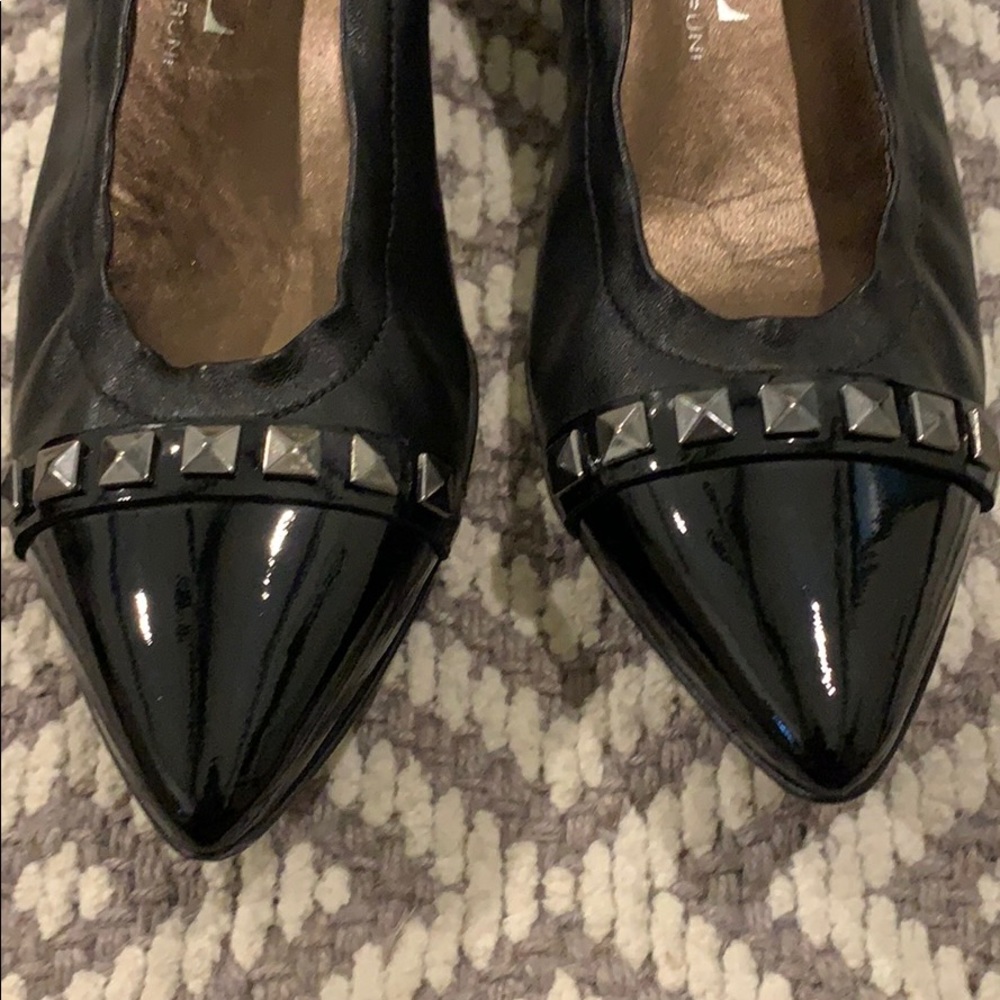Agl Black Pointed Toe Studded Leather Pumps - Picture 7 of 8